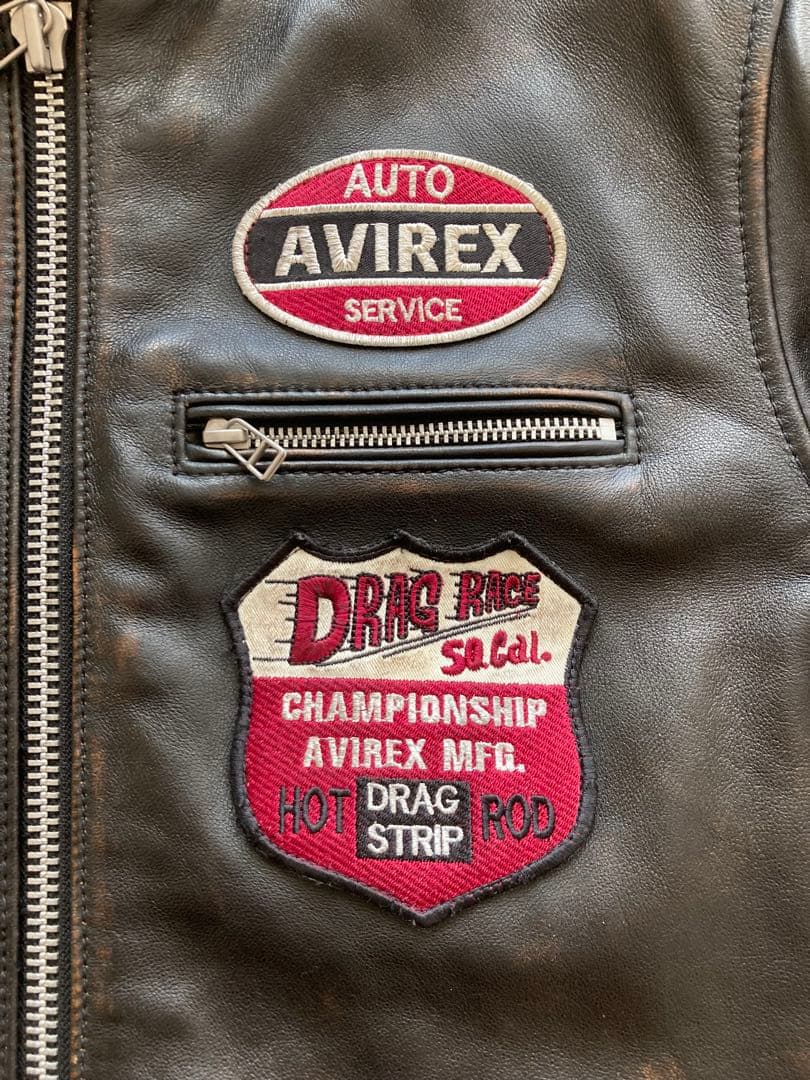 AVIREX エイジドスタンド　シングルライダースジャケット