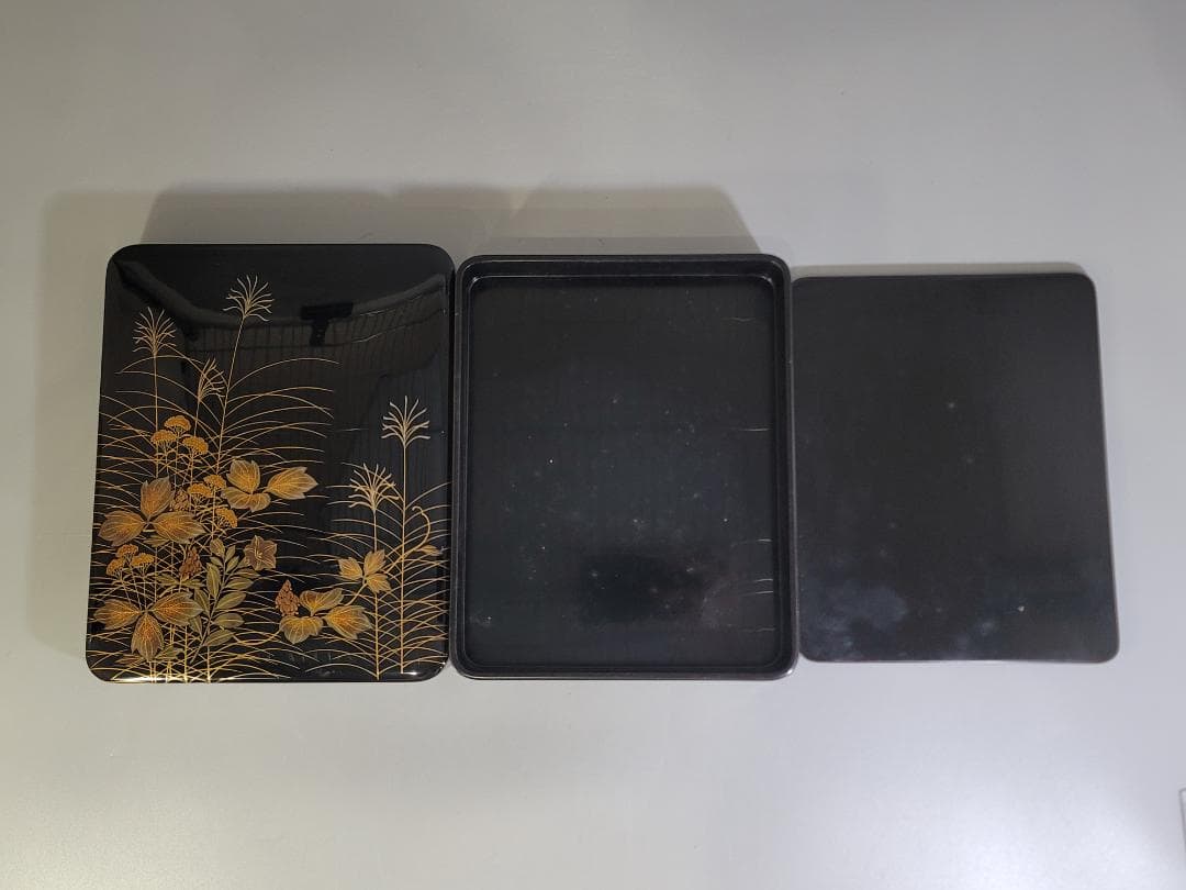 輪島塗 花草蒔絵 硯箱 未使用 美品 DT604