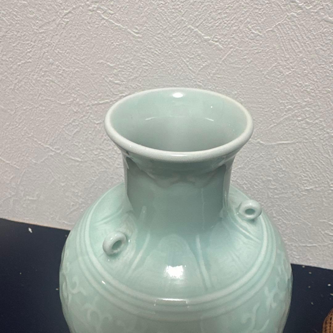 青磁花瓶　骨董品　アンティーク　中国　古美術