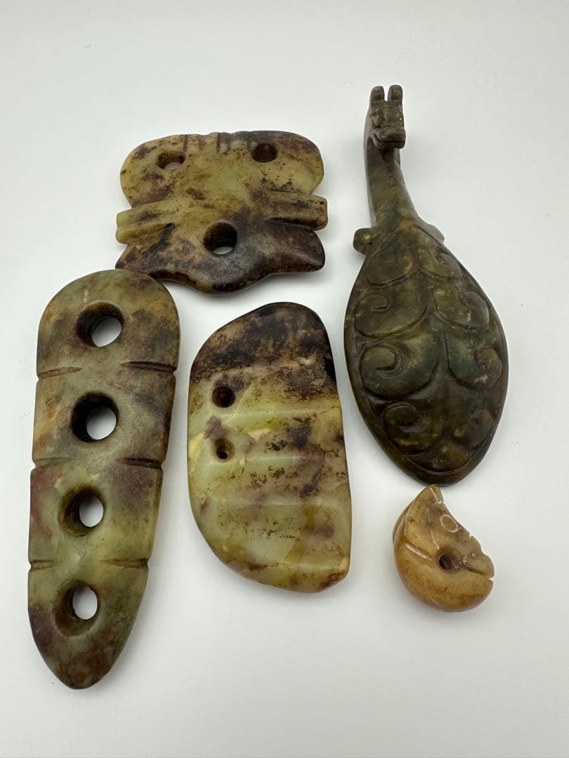 【中国古美術 】紅山文化 大型古玉璧 旧蔵 置物 巻珠戦漢古玉 旧藏品 合計9点