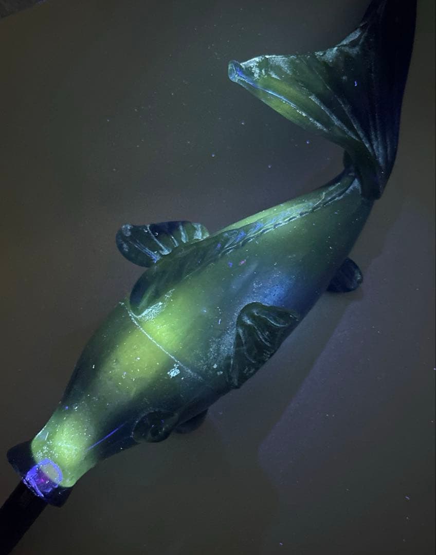 【大正ガラス・和ガラス】美品✴︎鯉の掛け花瓶　時代ガラス