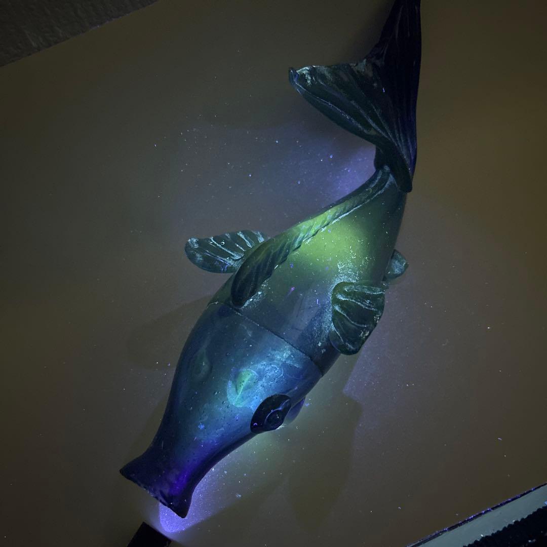 【大正ガラス・和ガラス】美品✴︎鯉の掛け花瓶　時代ガラス