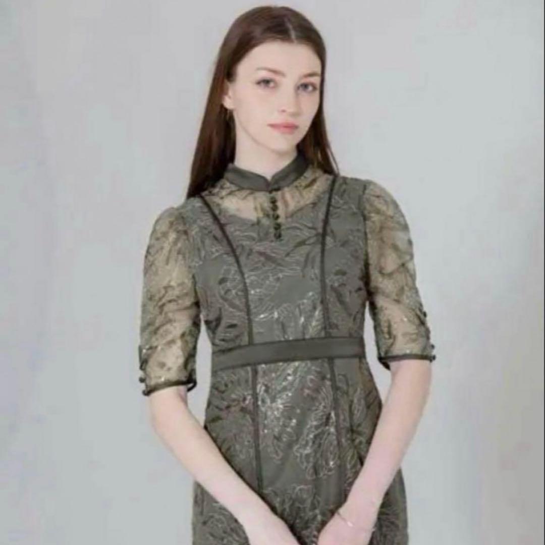 LEJA オリーブグリーン レース パーティードレス