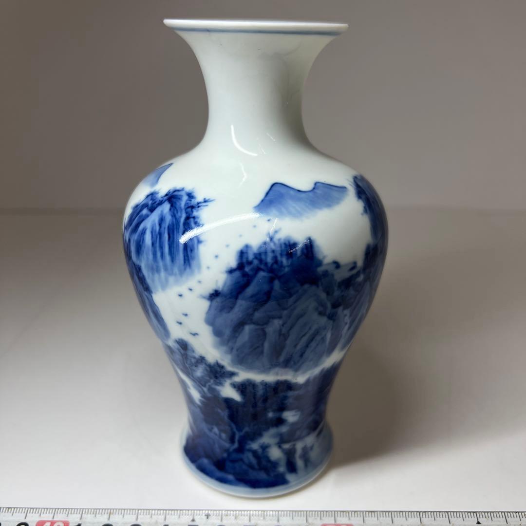 中国清時代　大清康熙年製　青花花瓶　高さ16.7㎝ 東Y7-0605⭐︎2Fトヒサ