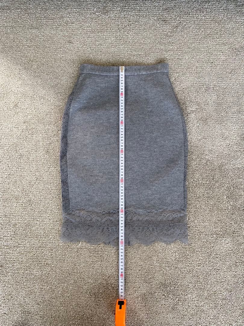 エルマンノシェルビーノ　グレー レースタイトスカート 美品ウールシルクカシミア