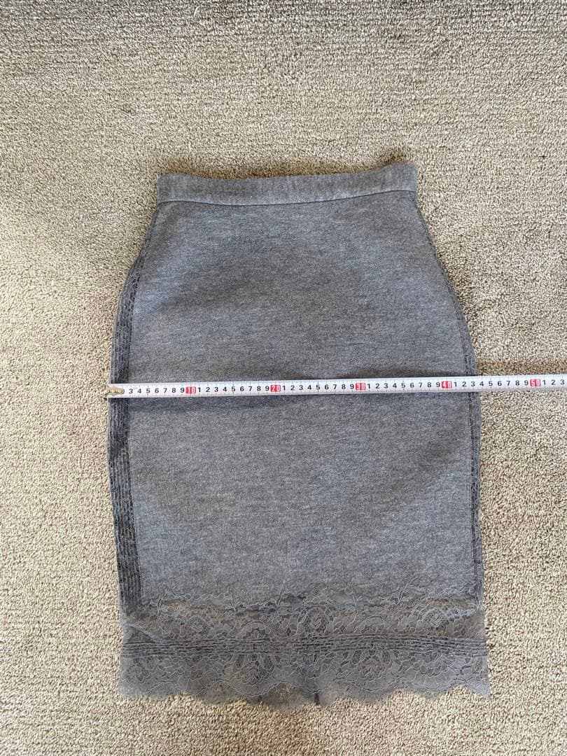 エルマンノシェルビーノ　グレー レースタイトスカート 美品ウールシルクカシミア