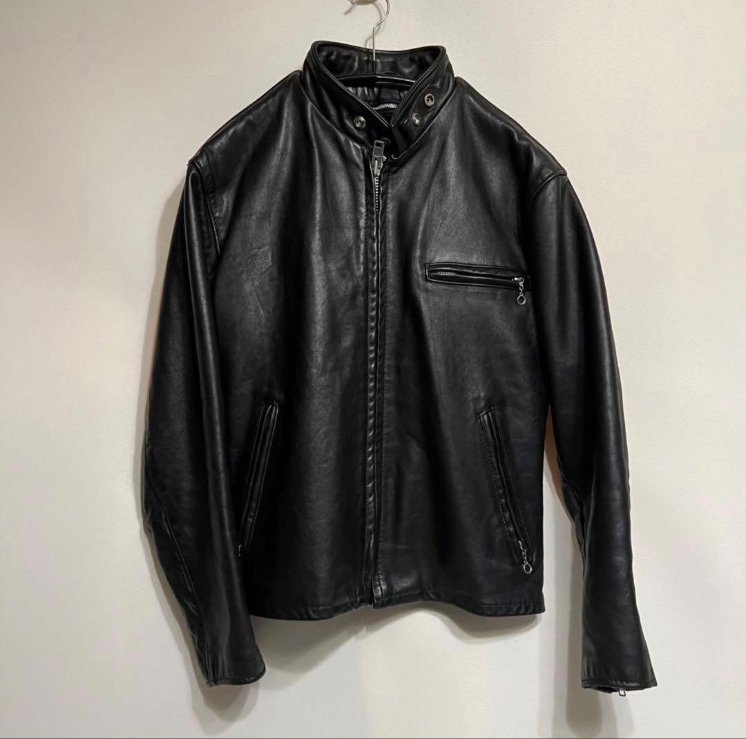 schott 牛革 シングル ライダース レザージャケット ライナー付 42