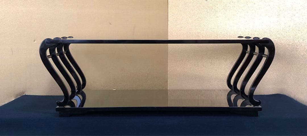 《R》黒塗 八足卓 花台 二段卓 八脚卓 木箱 時代　251003あ6