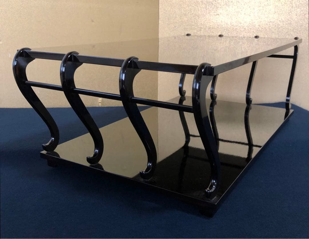 《R》黒塗 八足卓 花台 二段卓 八脚卓 木箱 時代　251003あ6