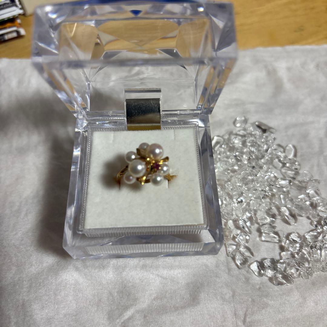 パール フラワールビー付きk18