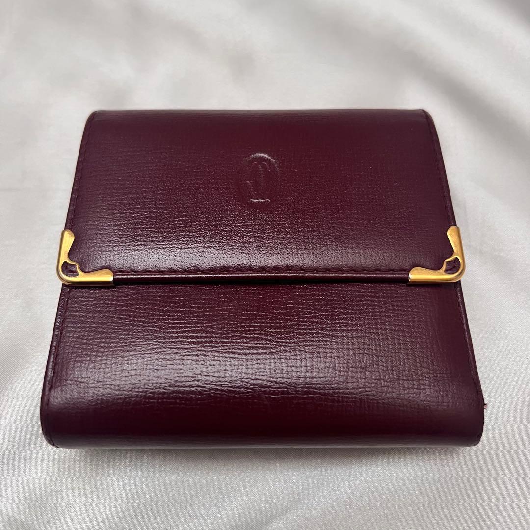 ◇極美品◇カルティエ　マストライン　コンパクト財布　グレインカーフレザー　がま口