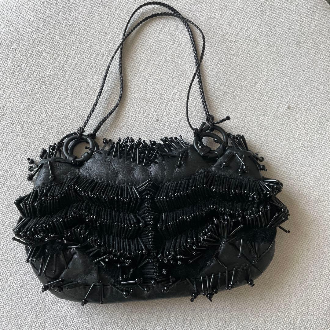 JAMIN PUECH ビーズ装飾 ブラックミニバッグ