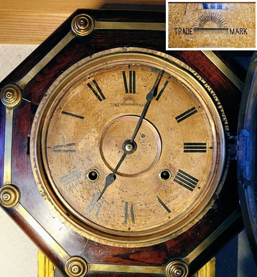 〈完動・美品〉北出時計　鋲打八角尾長ゼンマイ振り子時計　アンティーク古時計