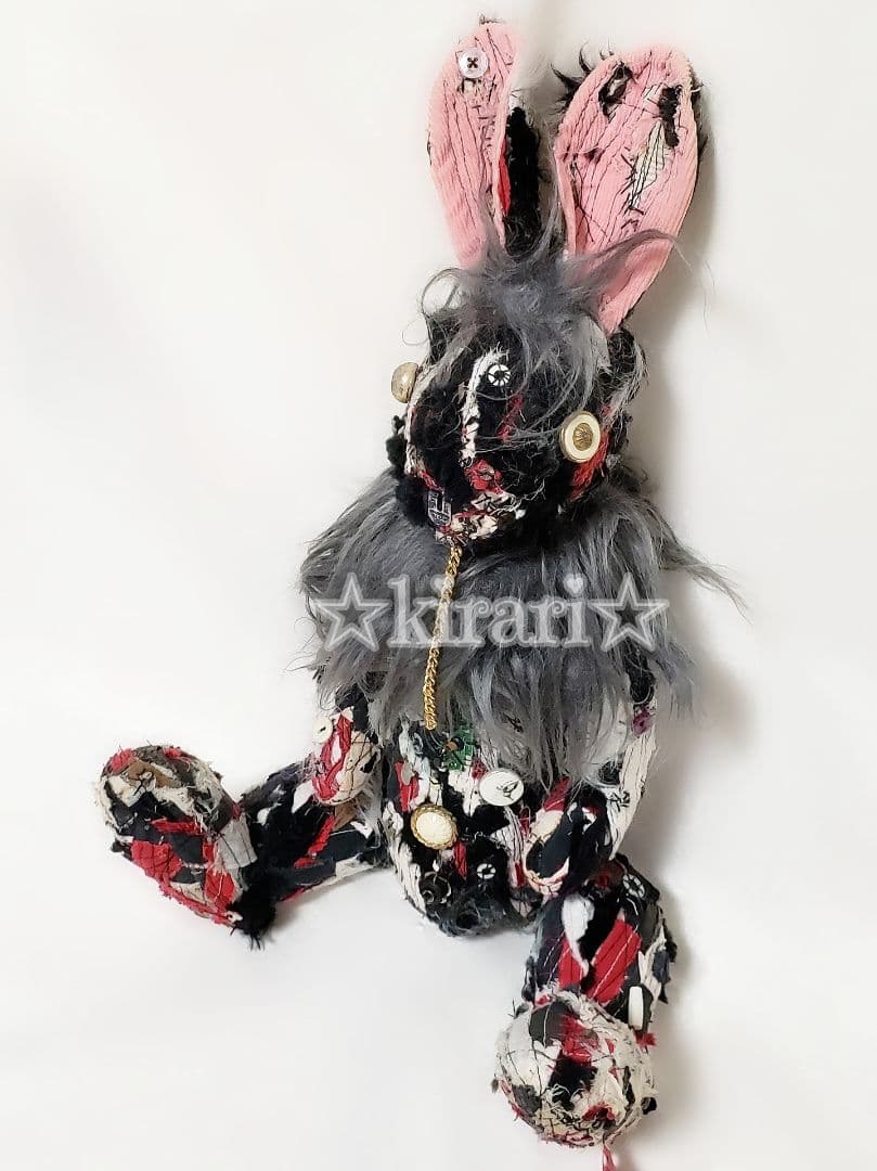 【ミヤタケイコ】うさぎ 黒 ハンドメイド ぬいぐるみ アリス kawaii