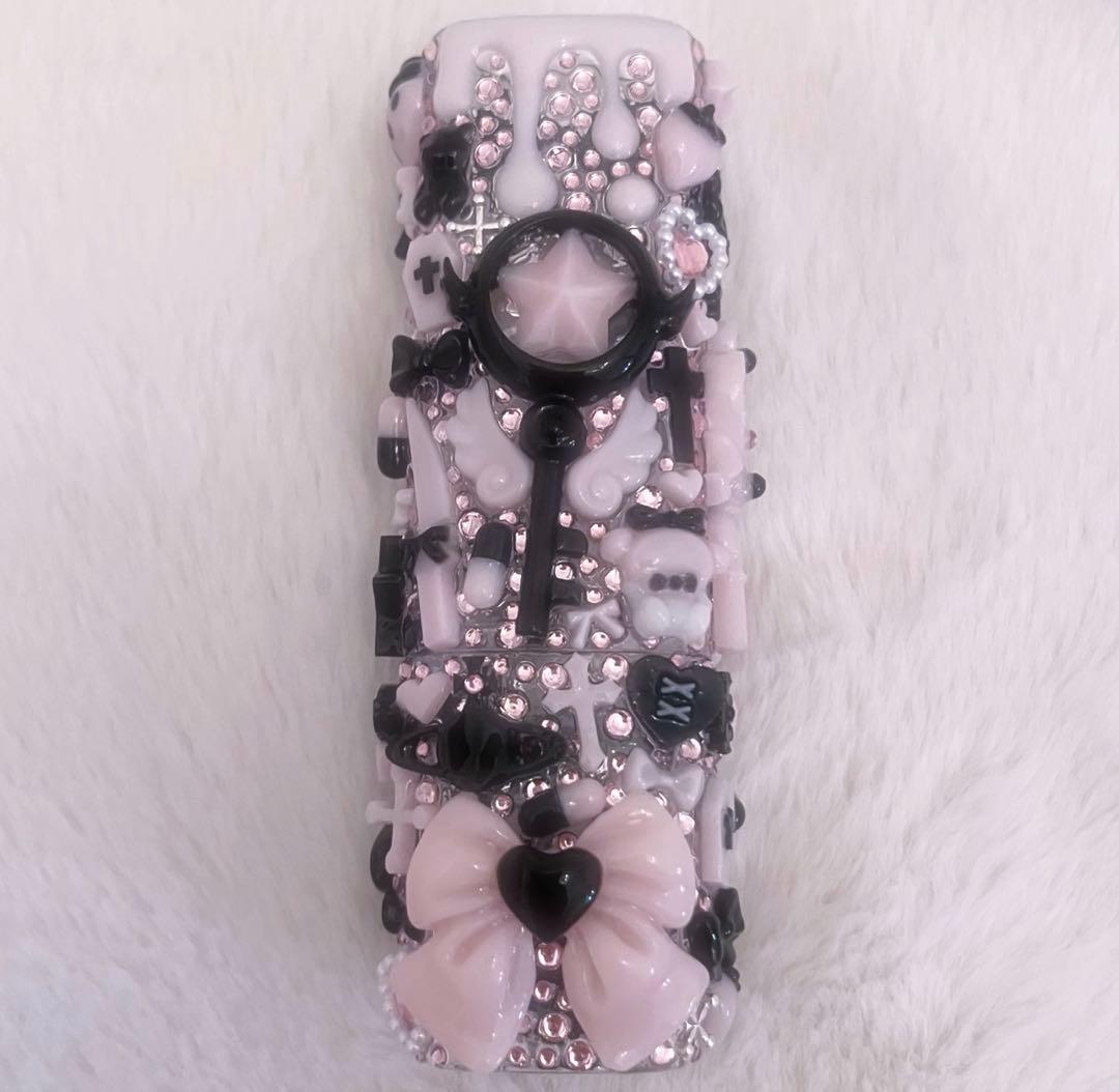 現品iQOS イルマワンデコケースハンドメイド量産型地雷系 ピンク黒