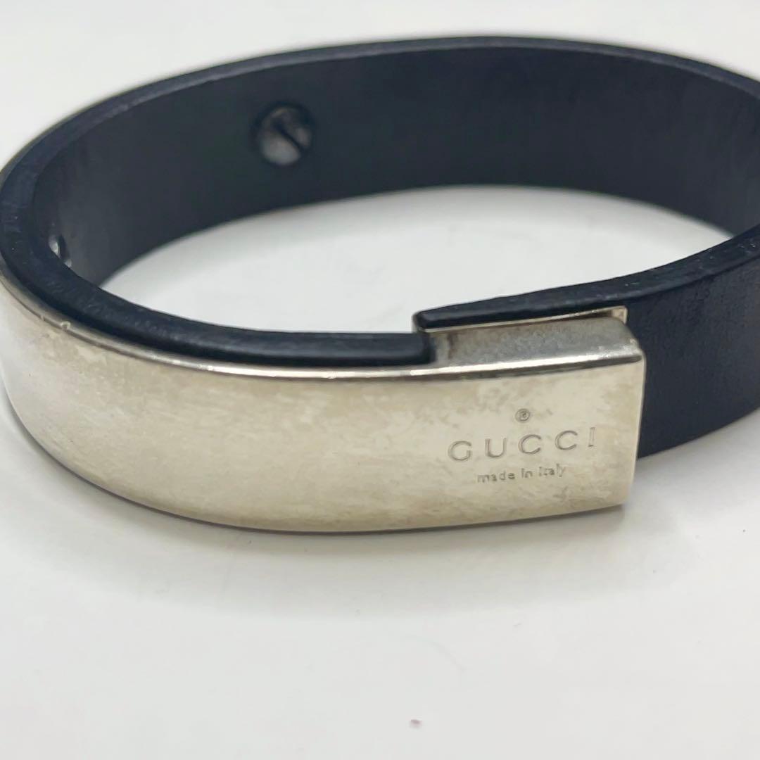 GUCCI グッチ ブレスレット ブラック レザー×シルバー 925刻印