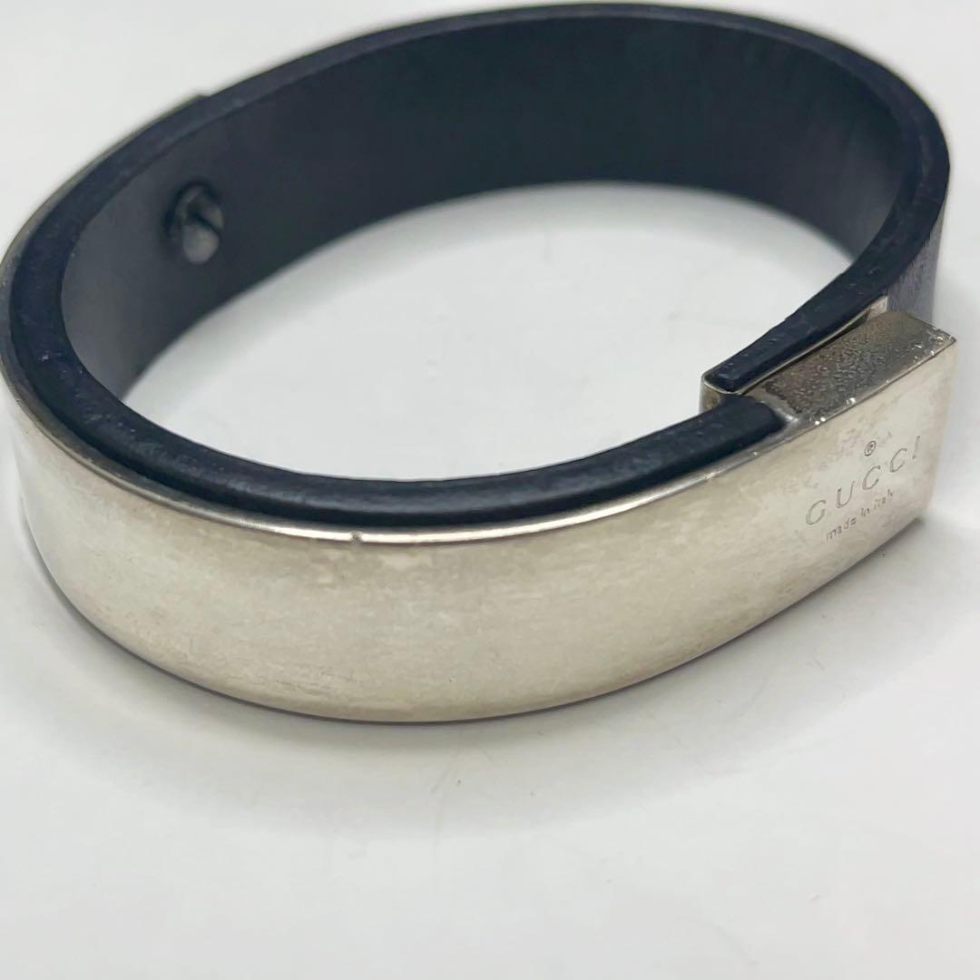 GUCCI グッチ ブレスレット ブラック レザー×シルバー 925刻印