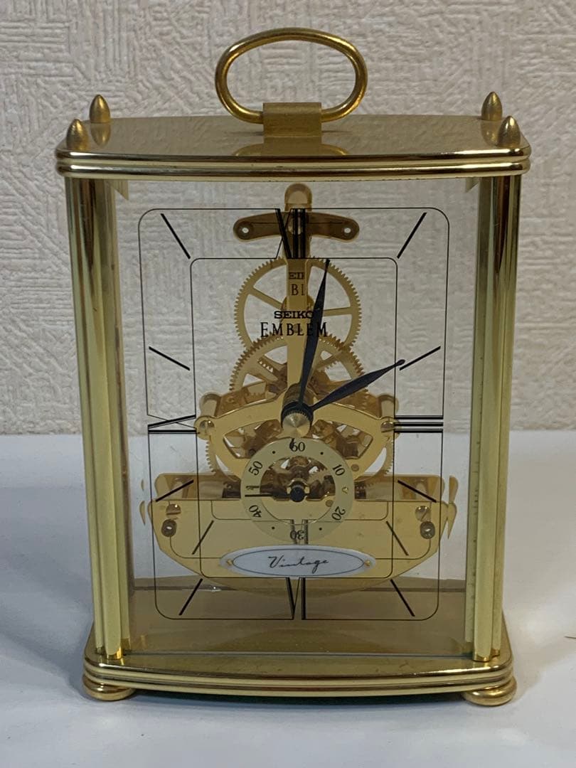 セイコー エムブレム HW482G QZ ヴィンテージ ゴールド 置時計