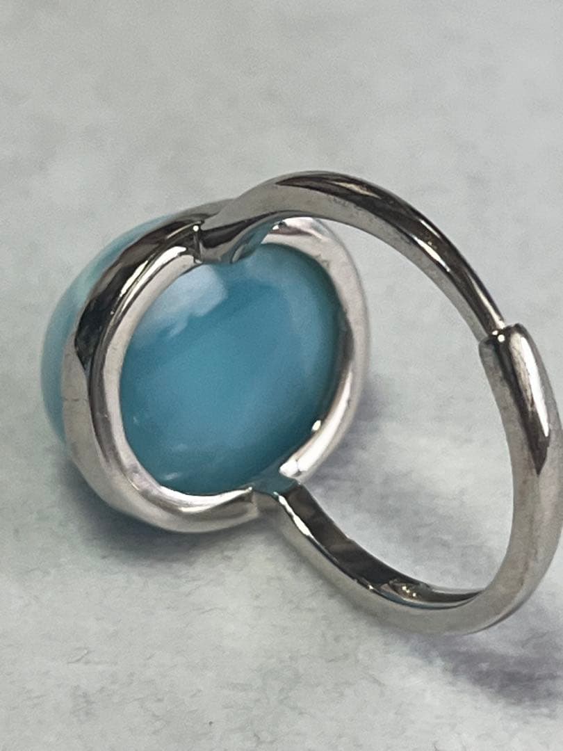 【高品質・やや大きめ】ラリマーリング （15.6×13.5mm）鑑別書付き