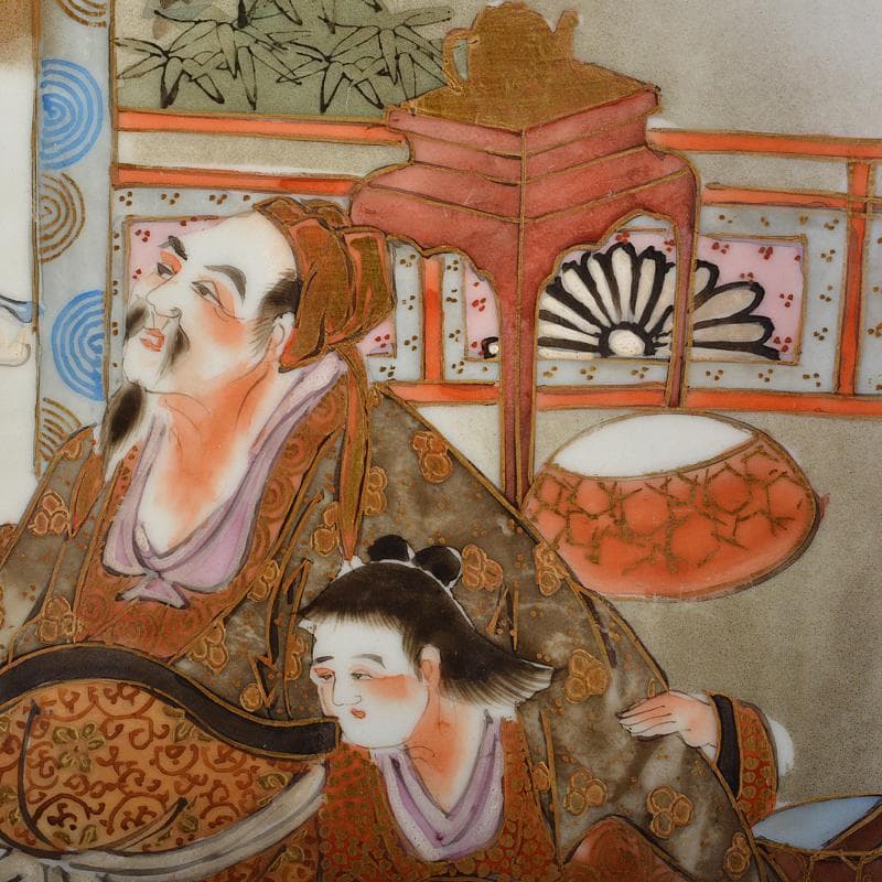 九谷焼　古九谷　色絵金彩　人物文　大皿　飾皿　直径約38cm　M　R6150B