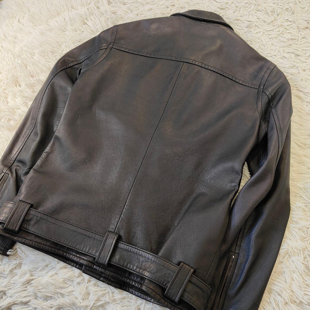 美品　drestripレザージャケット　ダブルライダース　裏地総柄　S