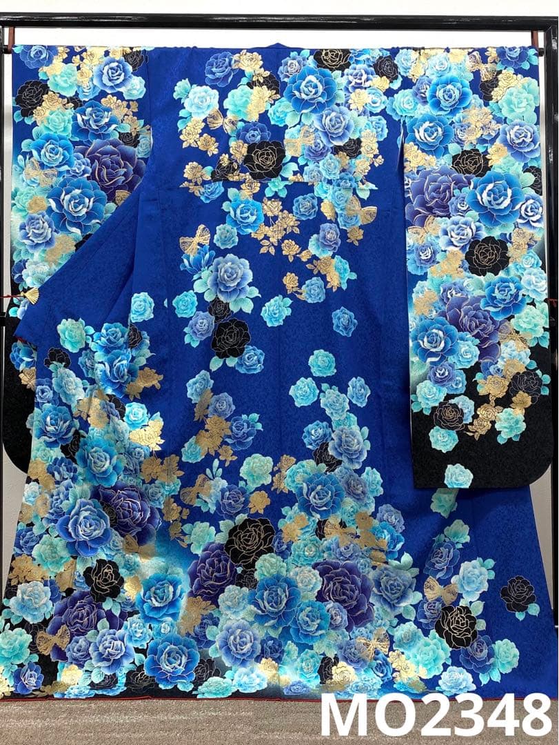 振袖 豪華 銀通し 刺繍 金彩 紋意匠 薔薇 身丈170cm 撥水加工済