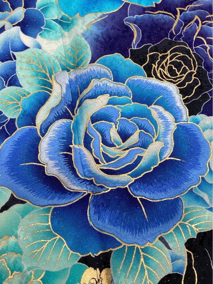 振袖 豪華 銀通し 刺繍 金彩 紋意匠 薔薇 身丈170cm 撥水加工済