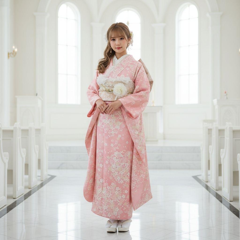 振袖フルセット(11点)・成人式・くすみ・桜・ピンク・胴裏正絹・逸品