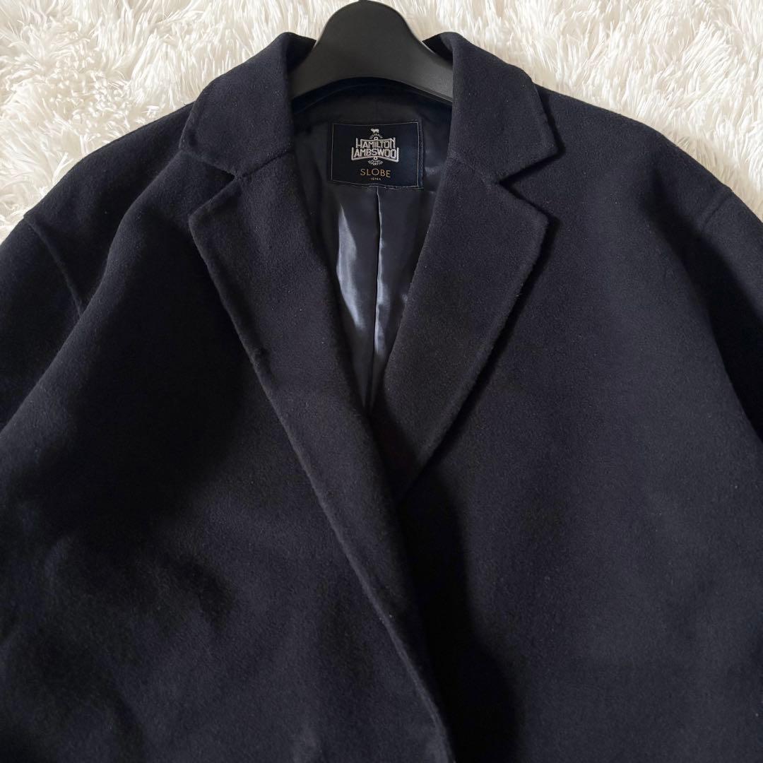 スローブイエナ　ハミルトン　ダブルフェイスロングコート　ネイビー