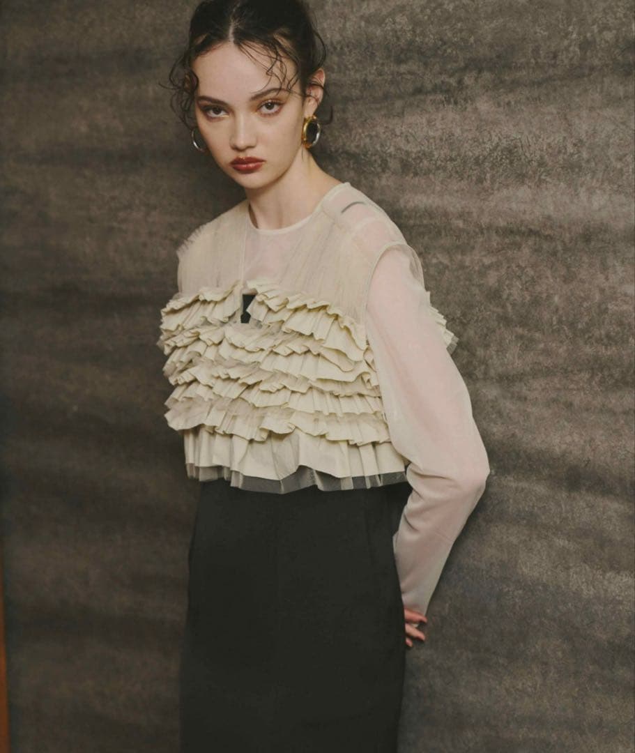 ANDRESD タフタチュールベストセットドレス　s