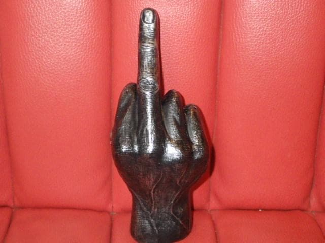 ファックサイン★置物★銀黒★27★ミドルフィンガー★Fuck★雑貨★インテリア