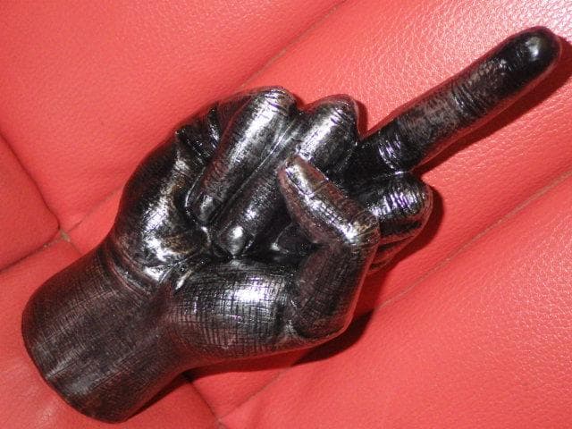 ファックサイン★置物★銀黒★27★ミドルフィンガー★Fuck★雑貨★インテリア