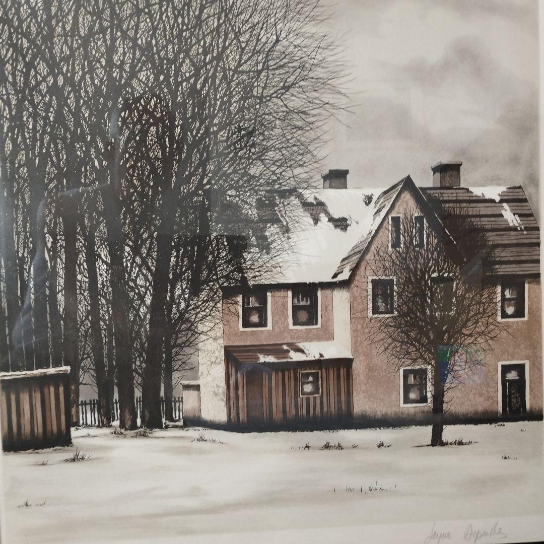 [真作] ジャック・デぺルト リトグラフ/ 雪の朝 /幅69cm 、高83cm