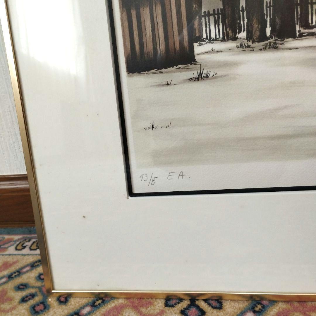 [真作] ジャック・デぺルト リトグラフ/ 雪の朝 /幅69cm 、高83cm