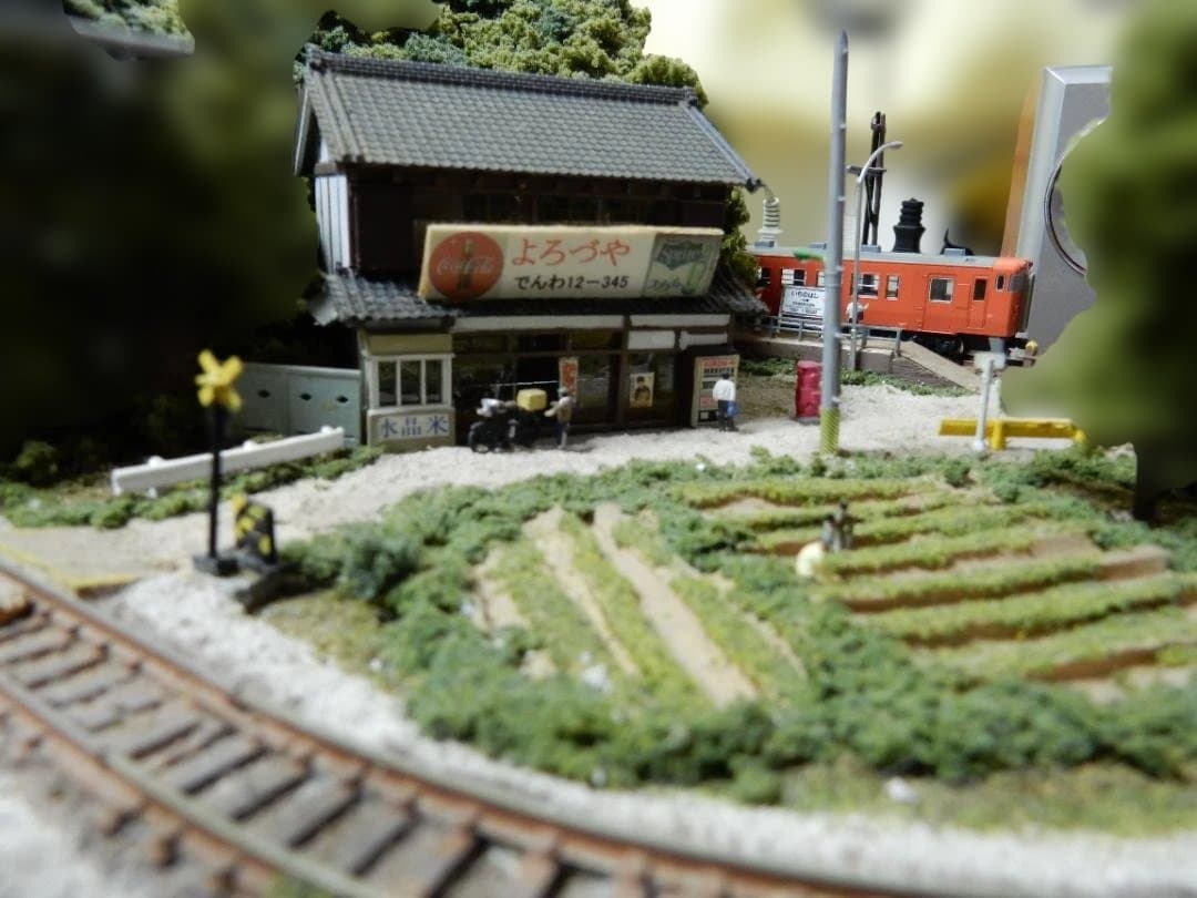 Nゲージミニジオラマ　田舎の駅前風景