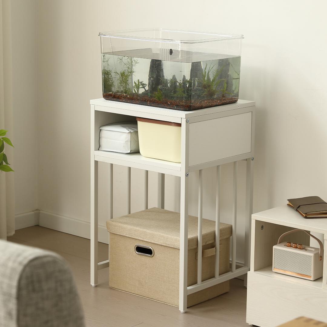 超人気!二段 幅45cmスチール 頑丈 アジャスター付 水槽 White