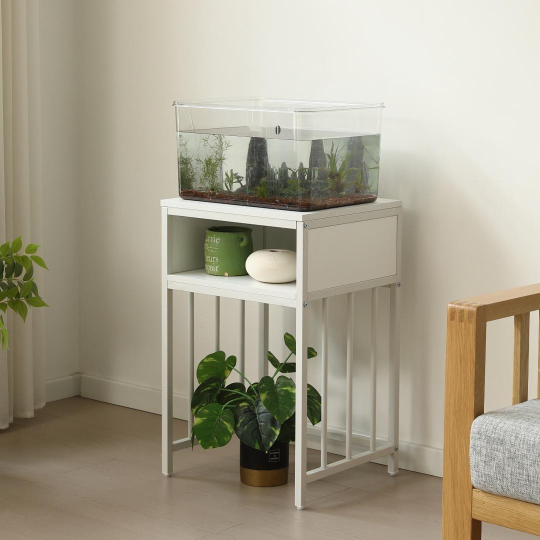 超人気!二段 幅45cmスチール 頑丈 アジャスター付 水槽 White