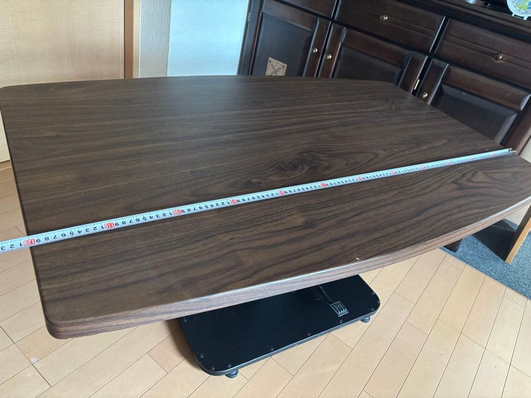 昇降式　リフトテーブル　ダークブラウン