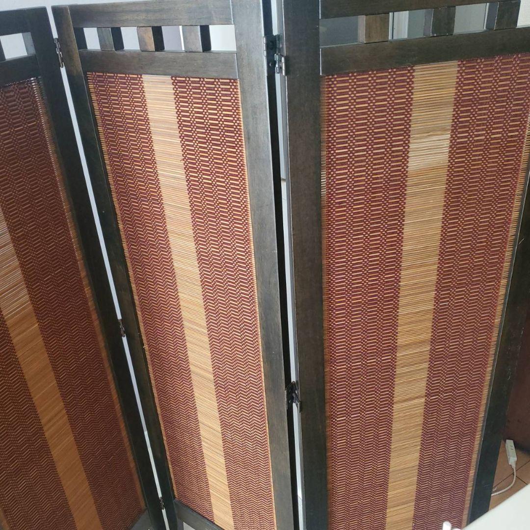 アジアン　和風　4連スクリーン　パーテーション　衝立　間仕切り