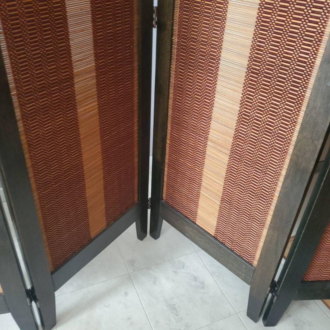 アジアン　和風　4連スクリーン　パーテーション　衝立　間仕切り