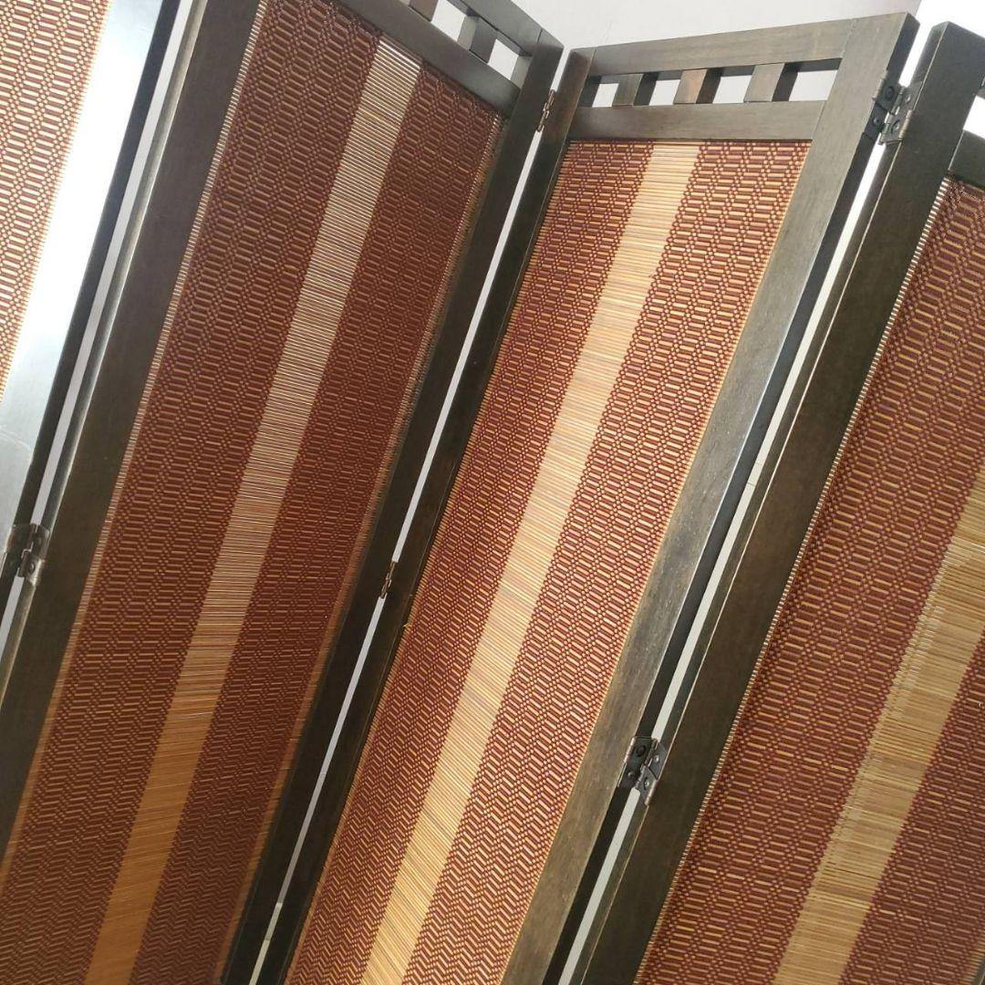 アジアン　和風　4連スクリーン　パーテーション　衝立　間仕切り