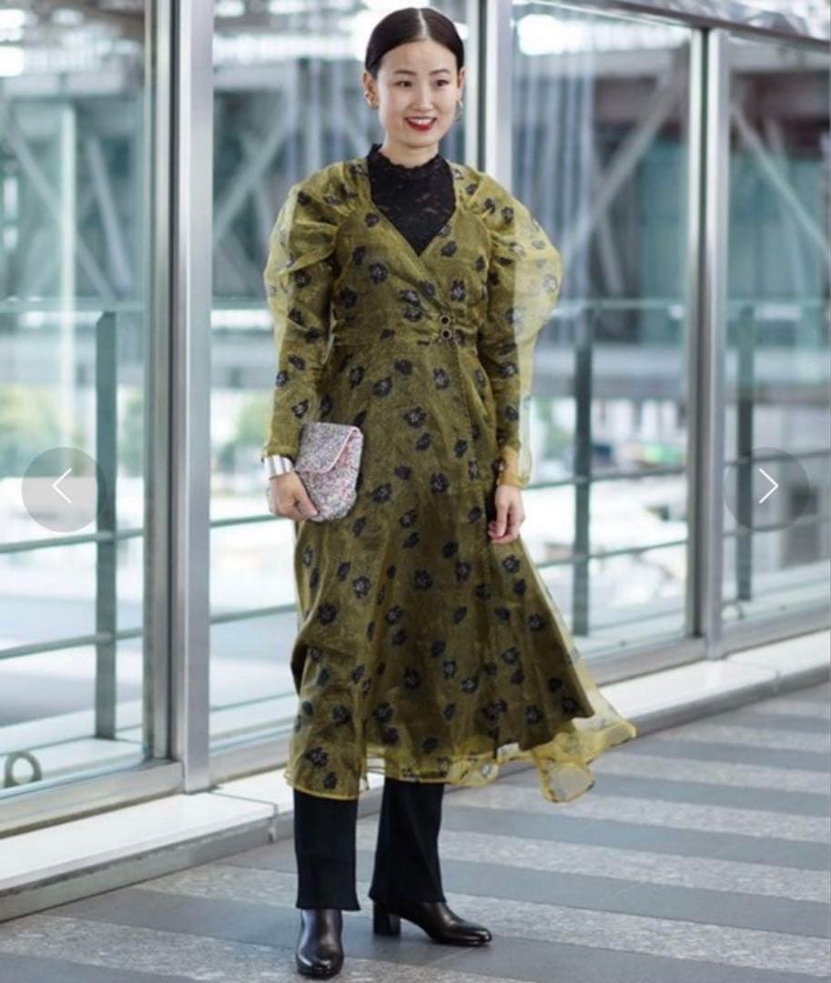 sister jane ゴールド花柄パーティードレス