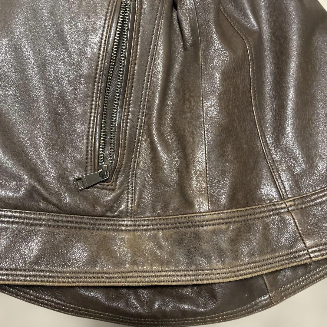 バーバリー ブラックレーベル レザージャケット ファー付き　羊革 ブラウン L