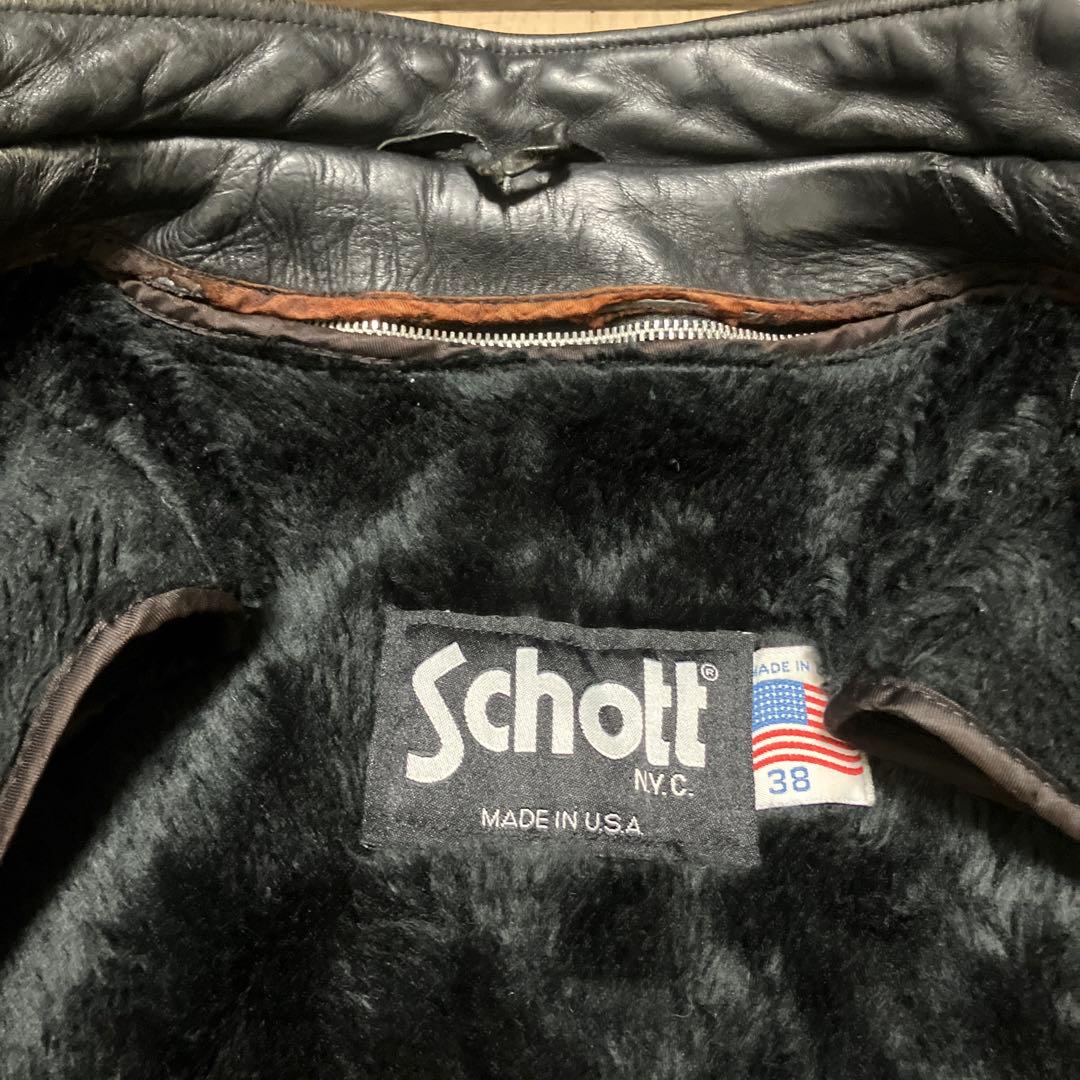 Schott ブラックレザー ジャケット 38