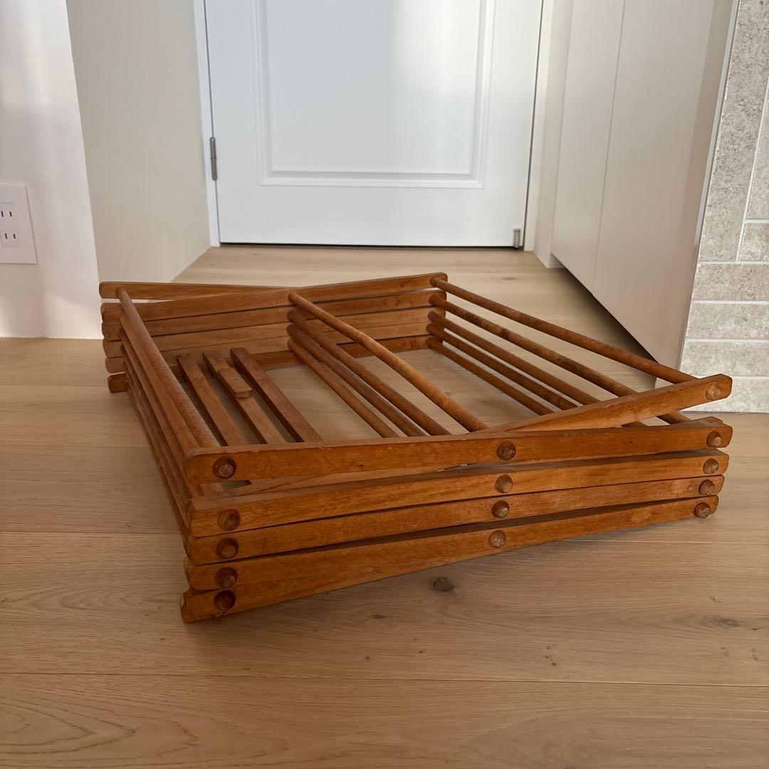 天然木製折りたたみランドリードライヤー ハンガー アンティーク