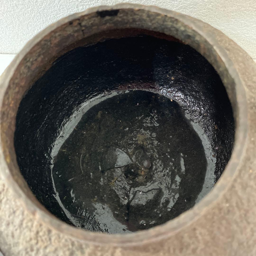 アンティーク　鉄製急須 ダークブラウン 丸形