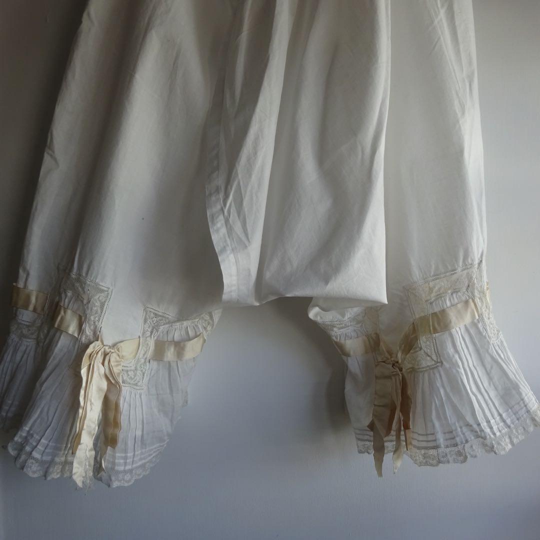 フランス アンティーク ドロワーズ ペチコート リボン レース