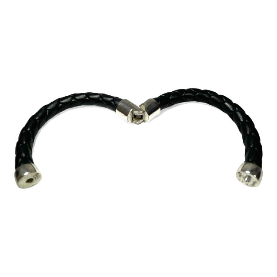 ボッテガヴェネタ 本革×SV925 編み込みブレスレット