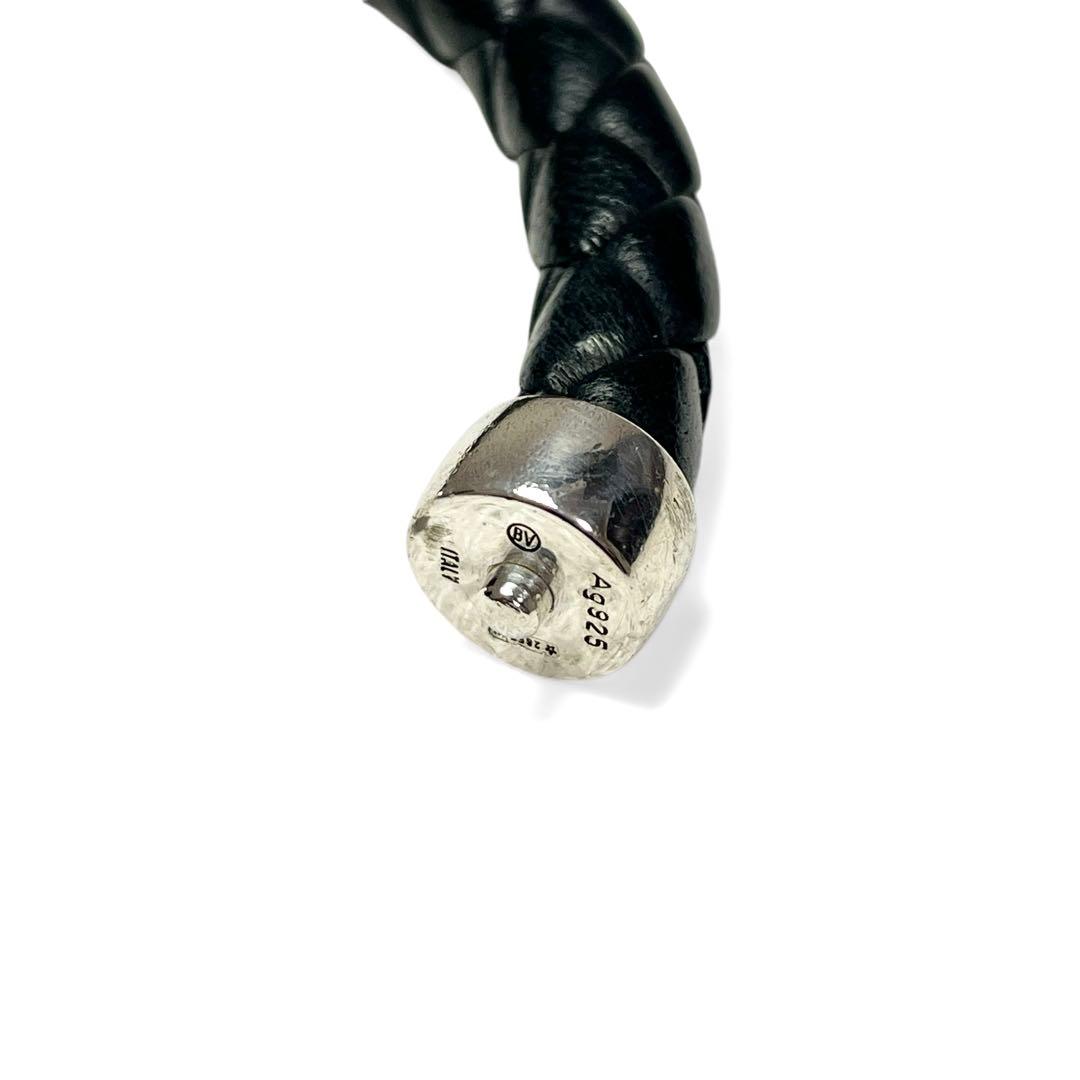 ボッテガヴェネタ 本革×SV925 編み込みブレスレット