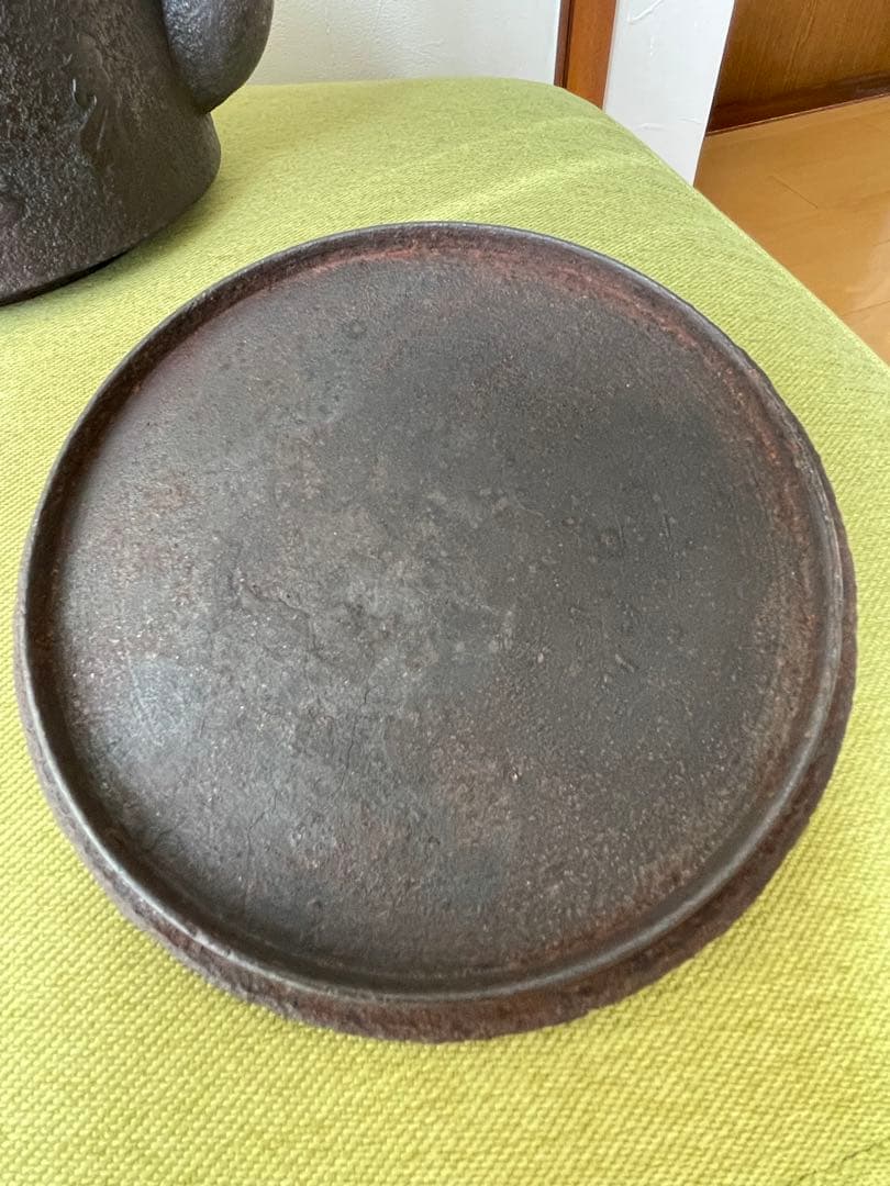 [時代物] 南部鉄瓶　鈴木盛久造　広口筒形　獅子摘み　1.5L